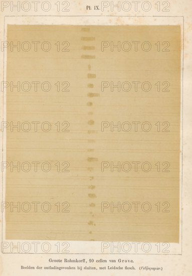 Registration of electric waves generated by a spark inductor, Groote Ruhmkorff, 10 cells by Grove.