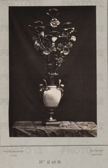Decorated vase, photograph, page, inscription: 'Photographie, inaltérable.', number: 'PL. II., Nos