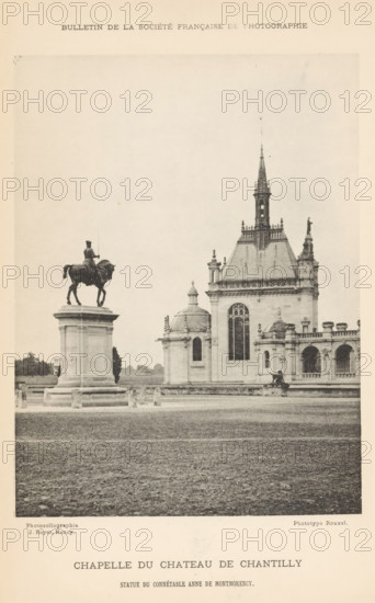 Chapelle du Chateau de Chantilly, Equestrian statue and chapel of Château de Chantilly, page,