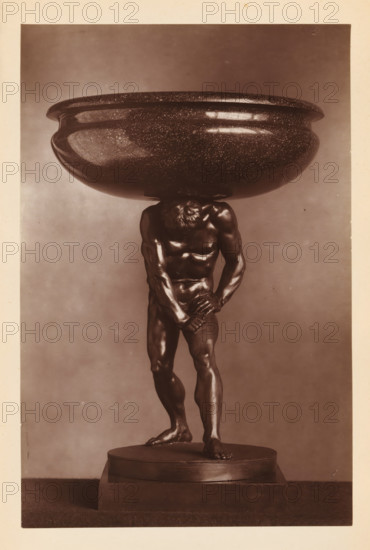 Porphyry bowl supported by a bronze statue of Hercules, from the collection of Christopher Beckett