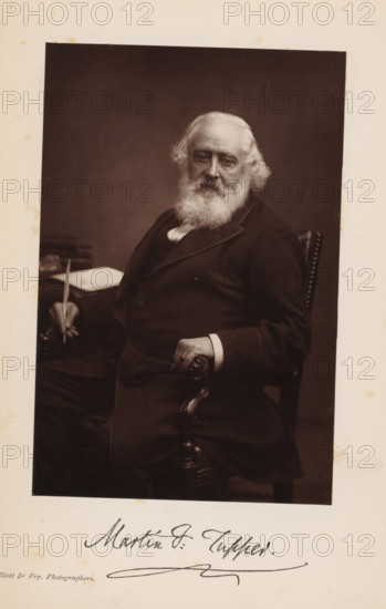 Portrait of Martin Farquhar Tupper, page, photomechanical print, inscription: 'Martin F. Tupper',