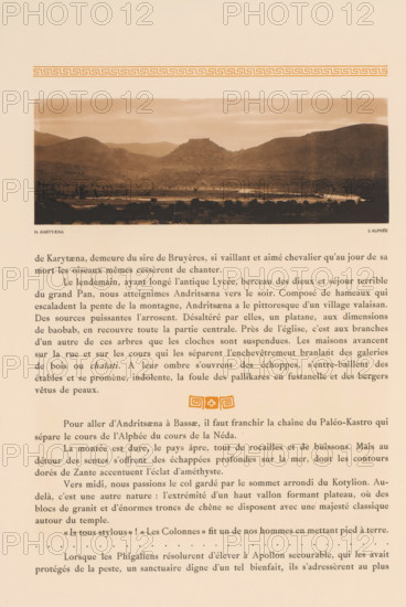 View of the Alpheus along Karytena, Karytaena, l'Alphée, page, photomechanical print, number: '74