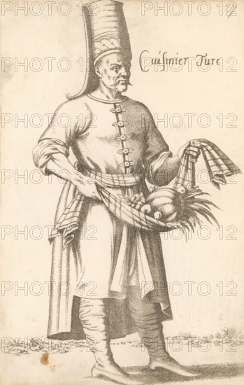 Cuisinier Turc, Turkish chef, print, album cover, book illustration, Print is part of an album.,