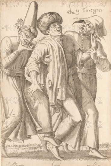 Les Yurongnes. Azamoglan Leventi Azappi, Three 'yurongnes' (Christians converted to Islam), print,