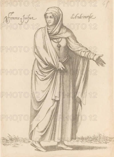 Jewish woman from Andrinople or Edirne in Thrace, Femme juifve d'Andrinople, print, album page,