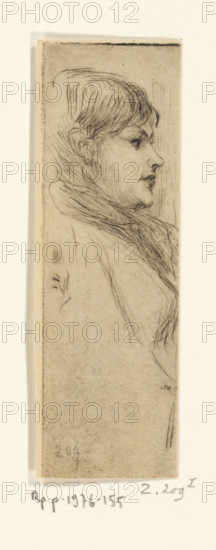 Portrait of a woman, Croquis de mendiante (original title), print, printmaker: Philip Zilcken, 1890