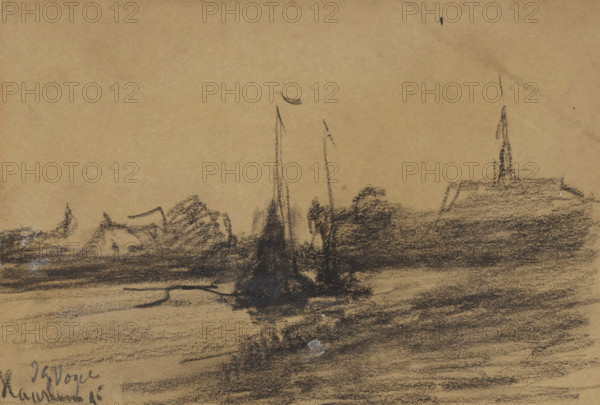 Boats on the water near Haarlem, drawing, date and inscription: 'Haarlem 95', draftsman (artist):