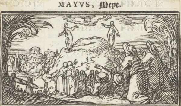 May, Ascension of Christ, Months of the year, print, book illustration, Christ ascends to heaven in