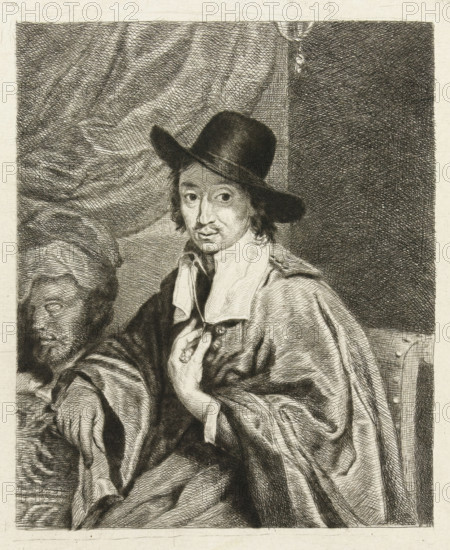 Portrait of the painter Adriaen van Ostade, print, printmaker: Louis Bernard Coclers, unknown,