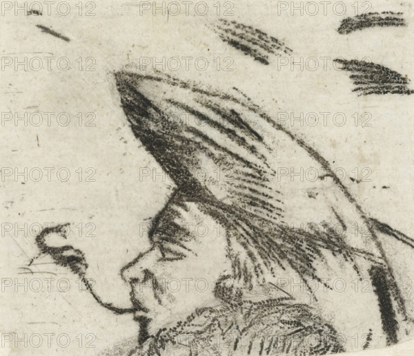 Portrait of the artist Johannes Janson, print, Fragment of a portrait of the artist Johannes