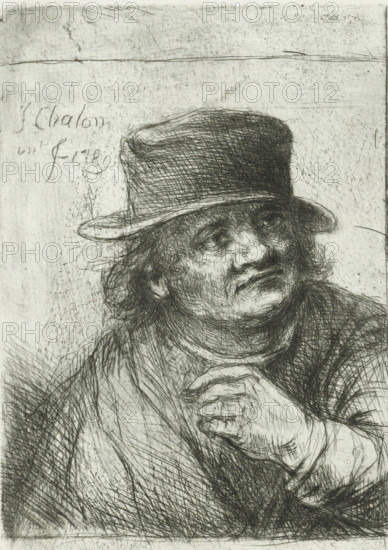 Two male portraits, print, Two portraits on an uncut sheet. The left portrait is of an unknown man