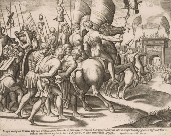 Triumph of Scipio, print, Triumphal procession of Scipio Africanus in Rome after his victory over