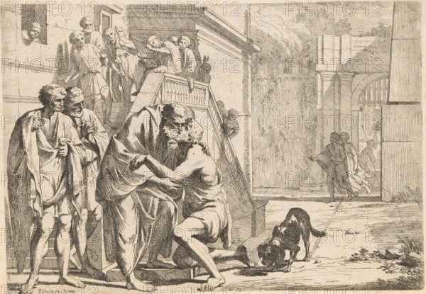 Homecoming of the Prodigal Son, L' Historia Del Figliolo prodigo, Story of the Prodigal Son, print,