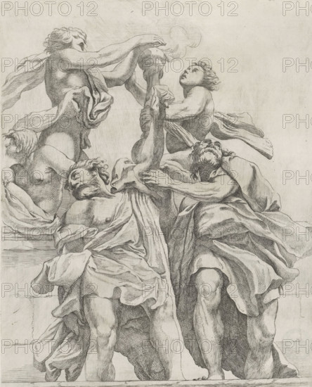 Two apostles and three angels, Dome decorations by Correggio in the S. Giovanni Evangelista in