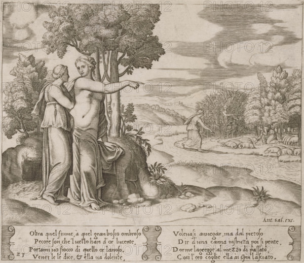 Psyche Collects Golden Wool, Story of Amor and Psyche, print, Series number, 23, 32, Venus