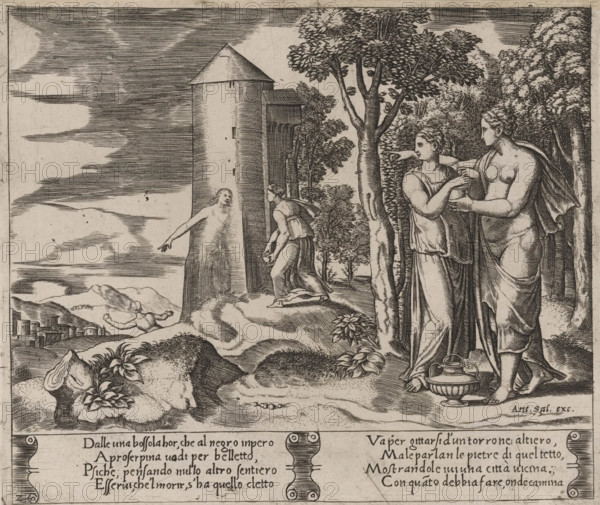 Psyche on her way to the Underworld, Story of Amor and Psyche, print, Series number, 24, 32, Venus