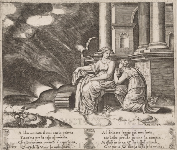 Psyche receives the jar with Proserpina's beauty, Story of Amor and Psyche, print, Series number,