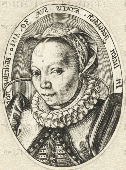 Portrait of Grietgen Jansdr, the Artist's Wife, print, Portrait of (probably) Grietgen Jansdatter,