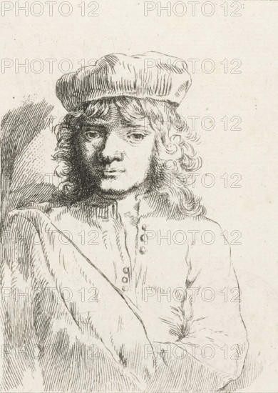 The artist's son, Titus, print, printmaker: Ignace-Joseph de Claussin, after print by Rembrandt van