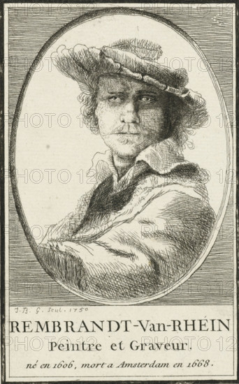 Self-portrait with Saskia, print, printmaker: Jean-Baptiste Glomy, after print by Rembrandt van