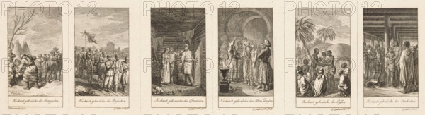 Twelve illustrations of marriage customs among various peoples, print, With caption in German.,