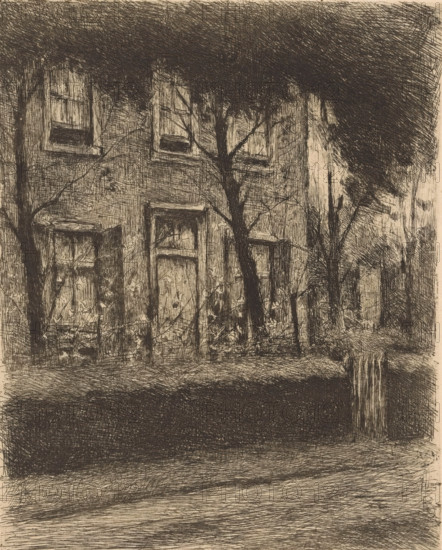 Front garden of a house with hedge, print, printmaker: Eduard Karsen, 1870 - 1941, paper, etching,