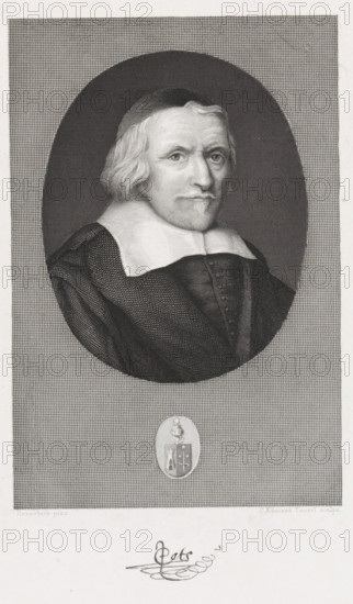 Portrait of Jacob Cats, print, printmaker: Edouard Taurel, Amsterdam, after painting by Jan