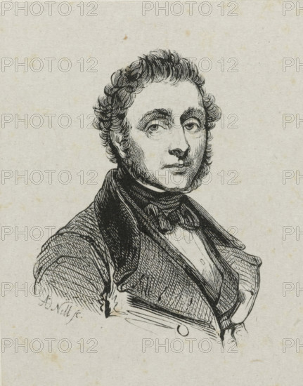 Portrait of Johan David Zocher, print, Portrait of the landscape architect and draftsman Johan