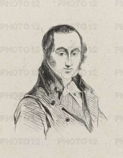Portrait of Joseph Charles de Meulemeester, print, after drawing by Coenraad Hamburger, 1819 - c.