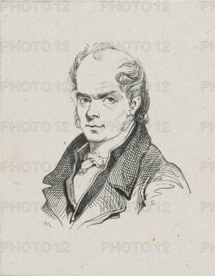 Portrait of GJJ van Os, print, printmaker: Monogrammist ML, after drawing by Coenraad Hamburger, c.