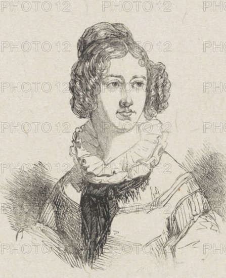 Portrait of Cornelia Scheffers-Lamme, print, printmaker: van Arum, after drawing by Coenraad