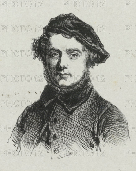 Portrait of the painter Charles Ferdinand Venneman, print, printmaker: Adolphe Frédéric Nett, after