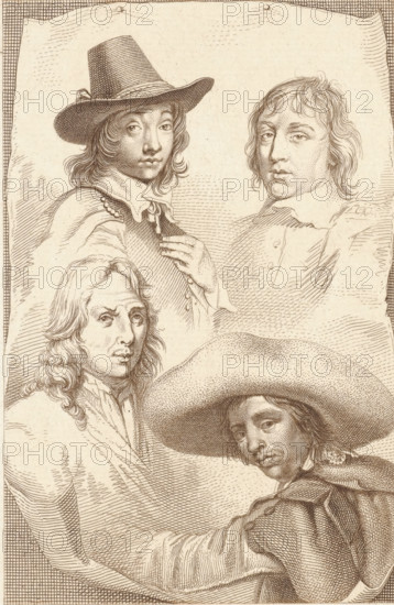 Portraits of Cornelis Visscher, Jan de Visscher, Richard Brakenburg and Quiringh Gerritsz. van