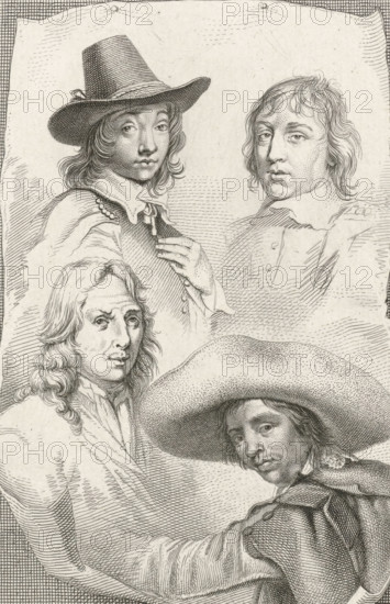 Portraits of Cornelis Visscher, Jan de Visscher, Richard Brakenburg and Quiringh Gerritsz. van