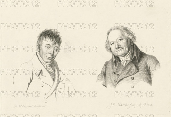 Portraits of Daniël Dupré and Christiaan Welmeer, Study print, Etudes gravées, print, Portraits of