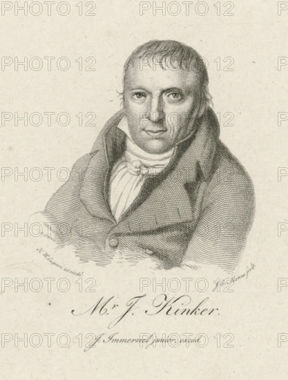 Portrait of Johannes Kinker, print, printmaker: Jacob Ernst Marcus, after drawing by Hendrik Willem
