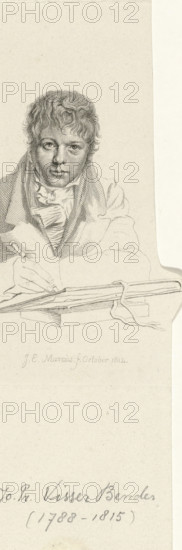 Portrait of Joannes Pieter Visser Bender, print, Portrait of the artist Joannes Pieter Visser