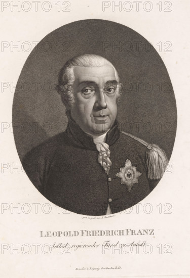 Portrait of Leopold III Friedrich Franz von Anhalt-Dessau, print, printmaker: Ludwig Buchhorn,