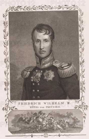 Portrait of Friedrich Wilhelm III of Prussia, print, printmaker: Friedrich Wilhelm Bollinger,