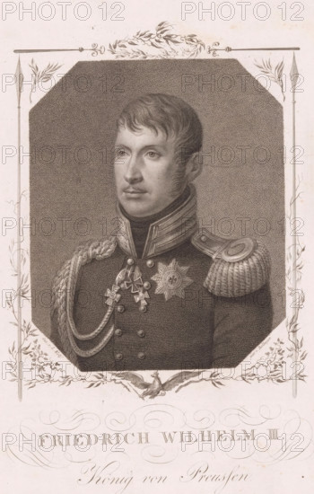 Portrait of Friedrich Wilhelm III, King of Prussia, print, printmaker: Friedrich Wilhelm Bollinger,