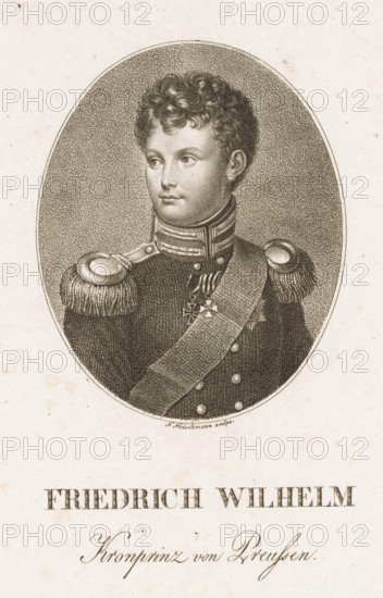 Portrait of Frederick William IV, print, printmaker: Friedrich Fleischmann, publisher: Friedrich