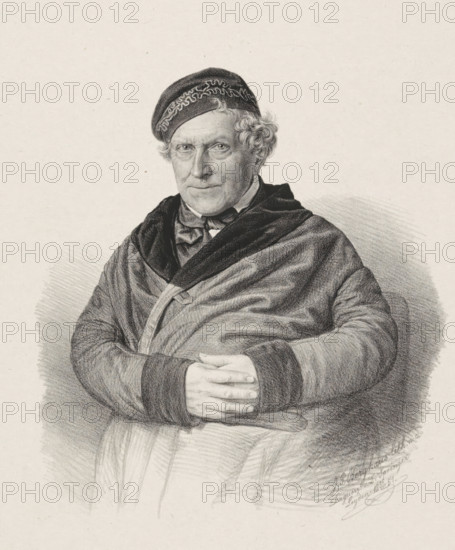 Portrait of an unknown man, print, The sitter is sitting on a chair with his hands clasped in front