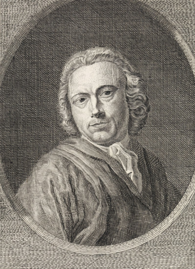 Portrait of an unknown man, print, Bust of an unknown man facing right in an oval., printmaker: