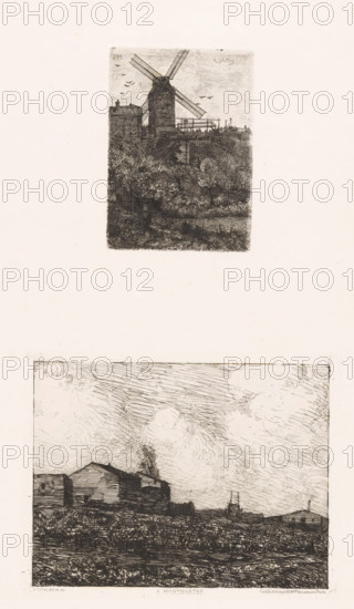 In Montmartre., View of the Moulin de la Galette in Montmartre, print, Numbered top left: 295.,