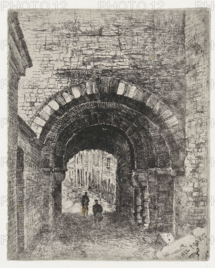 Hell Gate in Maastricht, Hell Gate, print, seen from the field side, with a view of Sint