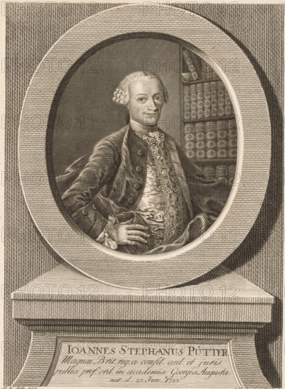 Portrait of Johann Stephan Pütter, print, printmaker: Johann Friedrich Bause, Halle an der Saale,
