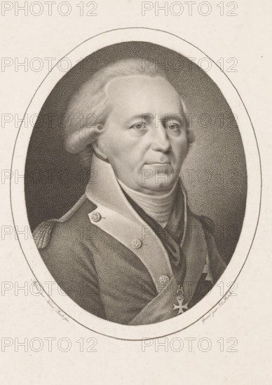Portrait of an unknown soldier, print, printmaker: Johann Carl Bock, Nuremberg, after drawing by