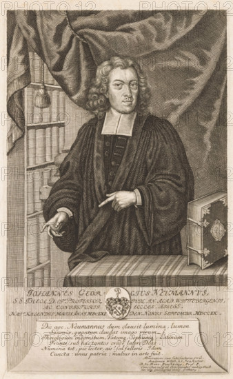 Portrait of Johann Georg Neumann, print, printmaker: Moritz Bodenehr, Dresden, writer (clerical