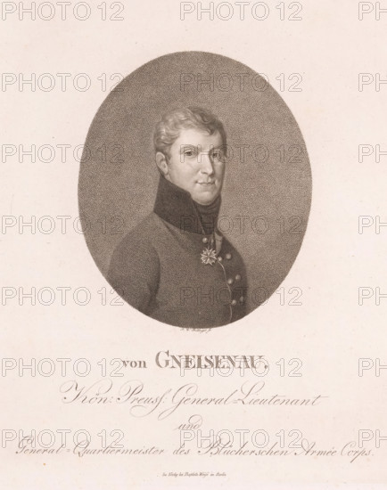 Portrait of August Wilhelm Antonius Neidhardt von Gneisenau, print, printmaker: Friedrich Wilhelm