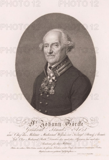Portrait of Johann Goercke, print, printmaker: Friedrich Wilhelm Bollinger, Weimar, after painting